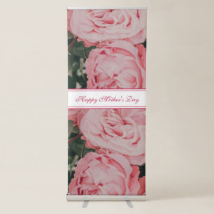 Happy Mother's Day Pink Floral script Retractable Banner