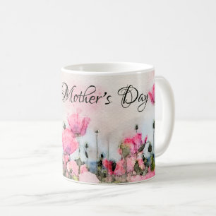 Happy Mother's Day Pink Floral Watercolor Coffee Mug