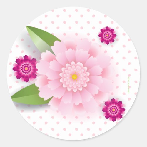 Happy Mothers Day Pink Flower Decoration Classic Round Sticker