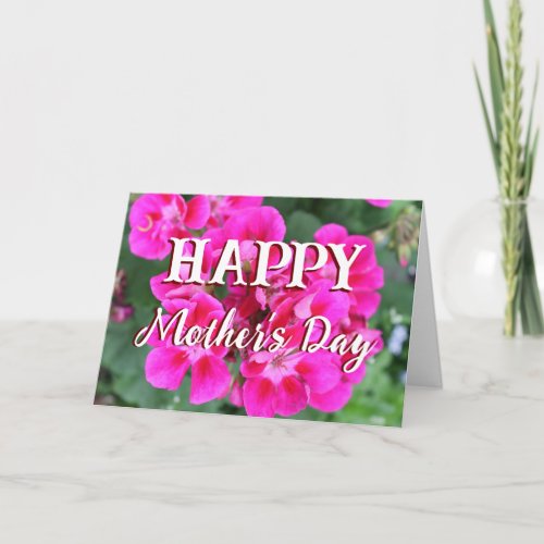 Happy Mothers Day Pink Flower Photo Card