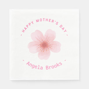 Happy Mother's day pink flower white Napkins
