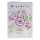 Happy Mother's Day Pink flowers Card. (Front)