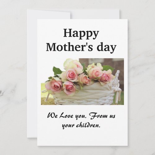 Happy Mothers day  Pink Flowers Holiday Card