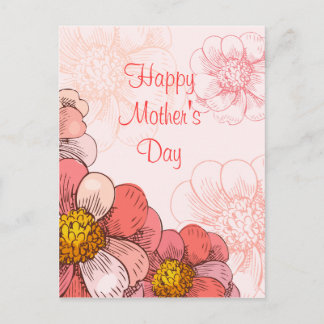 Happy Mother's Day Pink Flowers Postcard