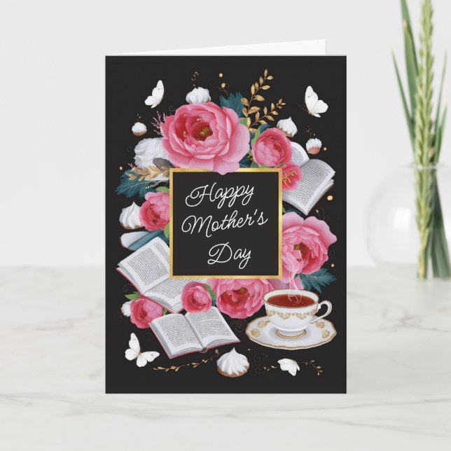 Happy Mother's Day Pink Flowers Sweet Customizable Card (Front)