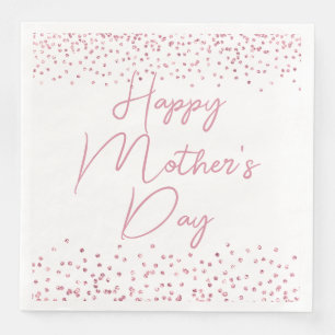 Happy Mother's Day Pink Glitter Confetti Paper Dinner Napkins