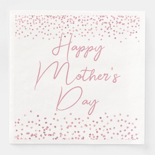 Happy Mothers Day Pink Glitter Confetti Paper Dinner Napkins