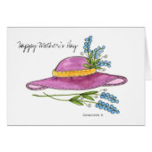 Happy Mother's Day Pink Hat greeting card (Front Horizontal)