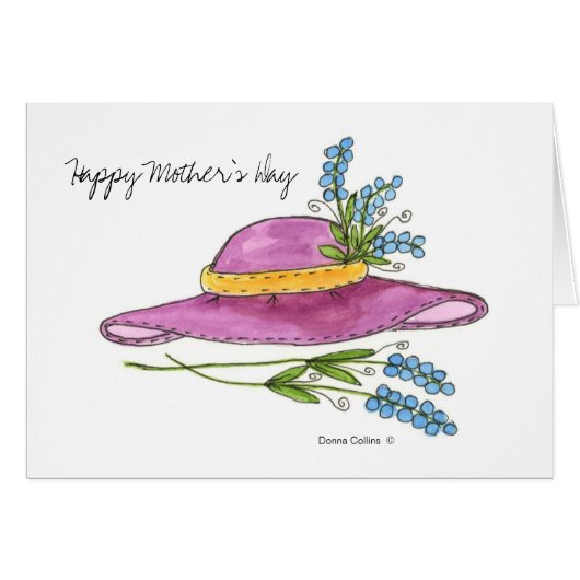 Happy Mother's Day Pink Hat greeting card (Front Horizontal)