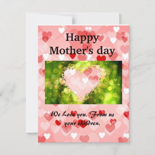 Happy Mothers day  Pink Heart Holiday Card