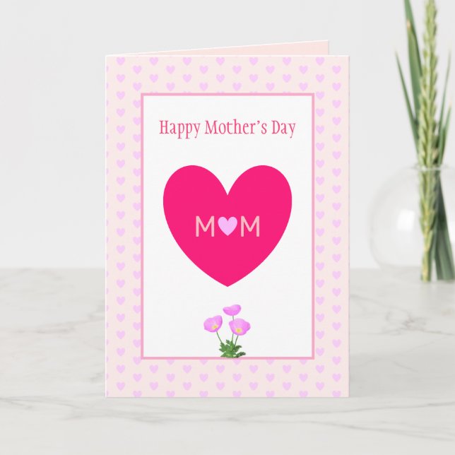 Happy Mother's Day & Pink Hearts Card (Front)
