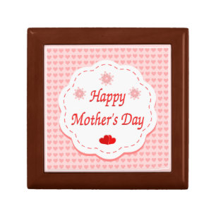"HAPPY MOTHER'S DAY " PINK HEARTS JEWELRY BOX