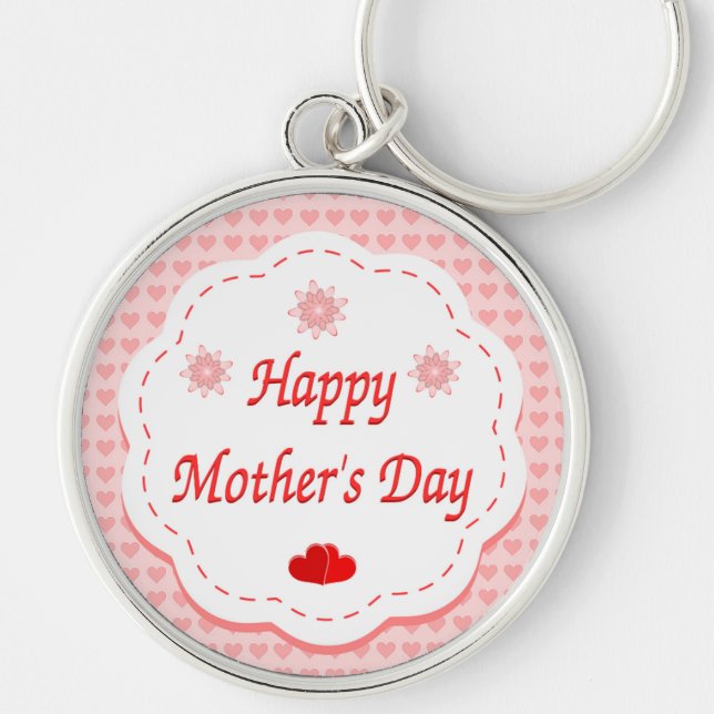 "HAPPY MOTHER'S DAY " PINK HEARTS KEYCHAIN (Front)