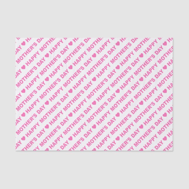 Happy Mother's Day Pink on White Tissue Paper (Front)