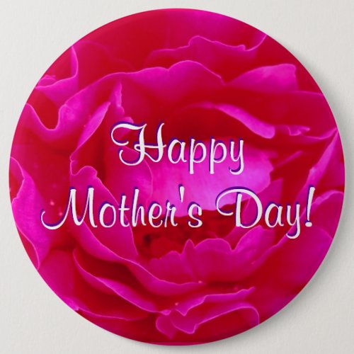 Happy Mothers Day Pink Rose Button