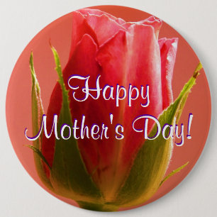 Happy Mother's Day Pink Rose I Pinback Button