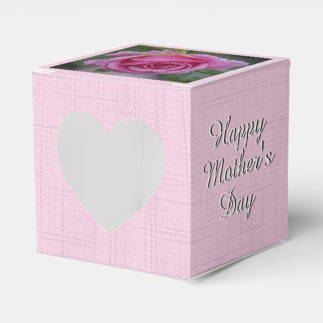 Happy Mother's Day - Pink Rose - Text Favor Boxes (Front Side)