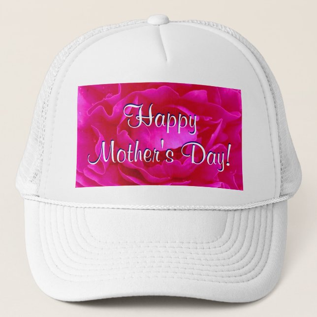 Happy Mother's Day Pink Rose Trucker Hat (Front)