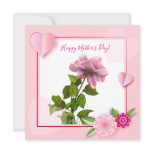 Happy Mother's Day Pink Roses Watercolor Floral Holiday Card