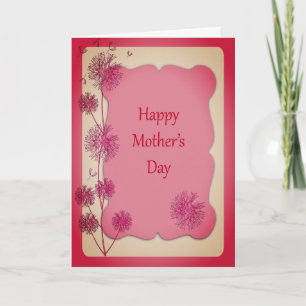 Happy Mother's Day Pink Trim and Dandelion Seeds Card