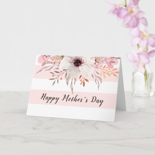 Happy Mothers Day Pink White Floral Card