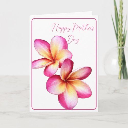Happy Mothers Day Plumeria Folded Note Card