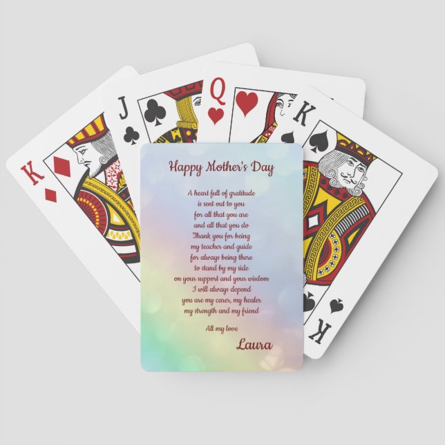 Happy Mothers Day Poem personalised Poker Cards (Back)