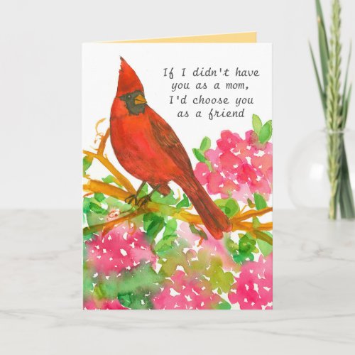 Happy Mothers Day Positive Words Cardinal Bird Card