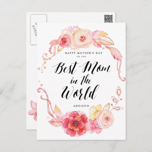 Happy Mothers Day Postcards Best Mom In The World Zazzle 