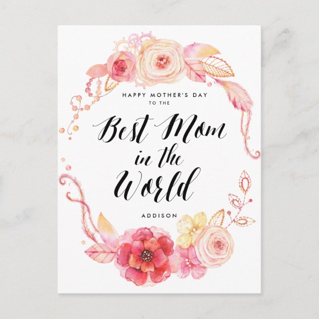Happy Mothers Day Postcards Best Mom In The World (Front)