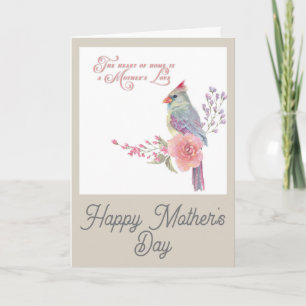 Happy Mothers Day Pretty Cardinal Floral Card