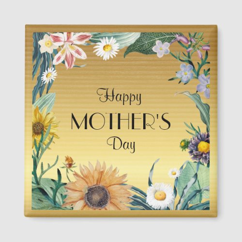 Happy Mothers Day pretty floral design Magnet