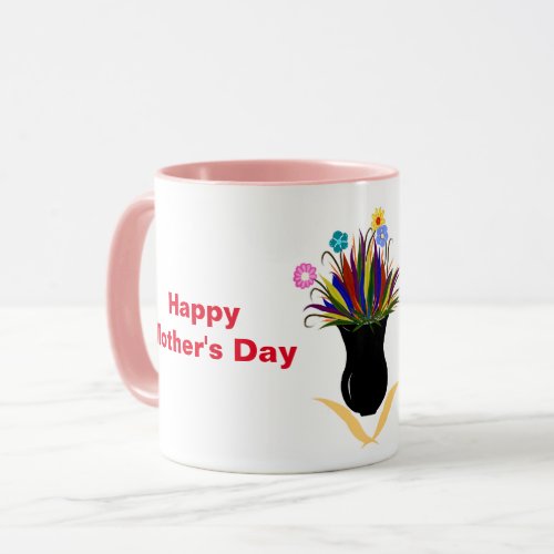 Happy Mothers Day Pretty Flowers Name Mug