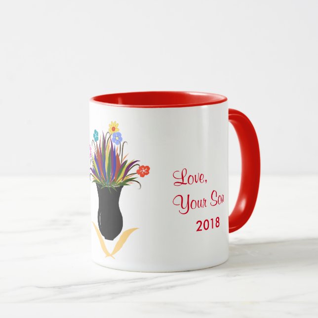 Happy Mother's Day Pretty Flowers Personalized Mug (Front Right)