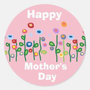 Happy Mother's Day pretty garden flowers Classic Round Sticker