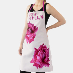 Happy Mother's Day pretty hot pink rose floral fun Apron