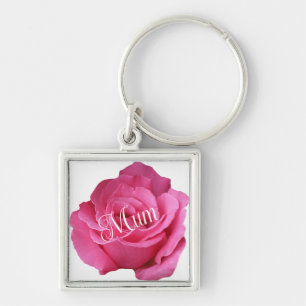 Happy mother's day pretty pink rose floral stylish keychain