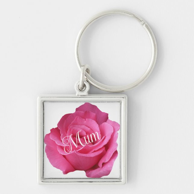 Happy mother's day pretty pink rose floral stylish keychain (Front)