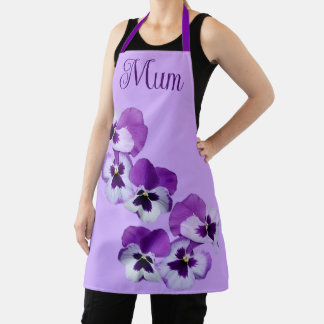 Happy Mother's Day pretty purple pansies floral  Apron