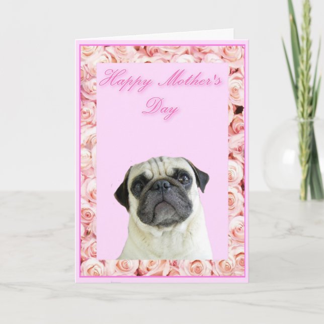 Happy Mother's Day pug greeting card (Front)