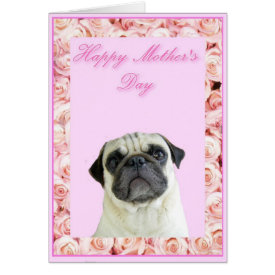 Happy Mother&#39;s Day pug greeting card