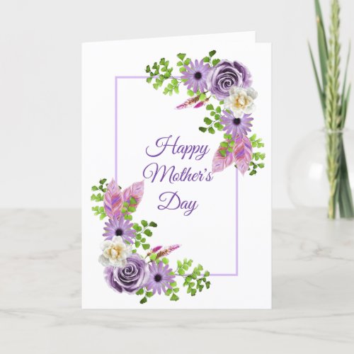 Happy Mothers Day Purple Floral Holiday Card