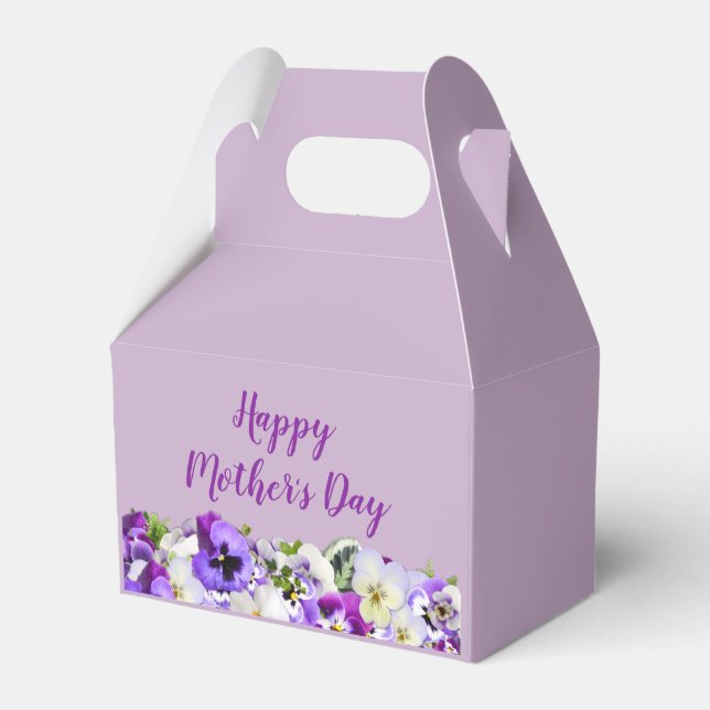 Happy Mother's Day Purple Flowers Floral Favor Boxes (Back Side)
