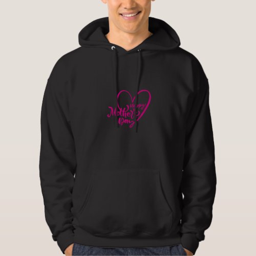 Happy Mothers Day Purple Heart Calligraphy Hoodie