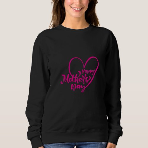 Happy Mothers Day Purple Heart Calligraphy Sweatshirt
