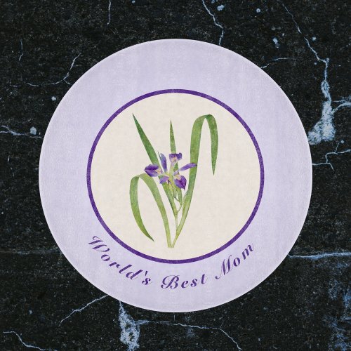 Happy Mothers Day Purple Irises Worlds Best Mom Cutting Board