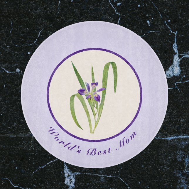 Happy Mother's Day Purple Irises World's Best Mom Cutting Board (Creator Uploaded)