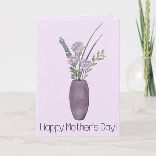 Happy Mothers Day Purple Rose Bouquet Card