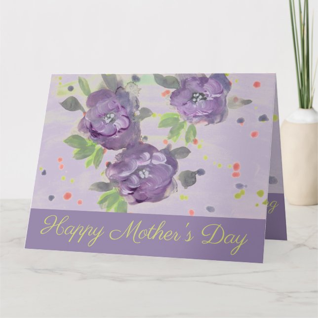 Happy Mothers Day Purple Rose Greeting Card (Front)