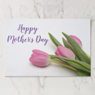 Happy Mother's Day Purple Script Pink Tulips Paper Pad